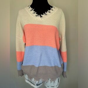 Rough Edge V Neck Sweater